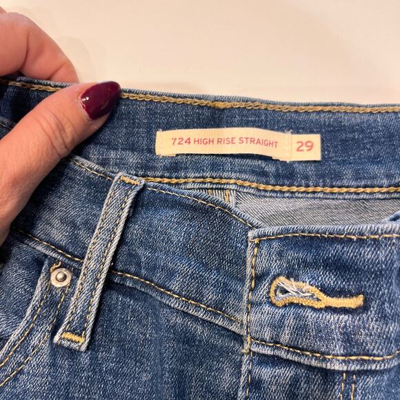 Levi's Blue 724 High Rise Straight Jeans Size 29 - Picture 5 of 14
